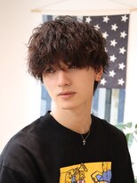 ネイビー(NAVY)&nbsp;無造作シャドウパーマ メンズマッシュ