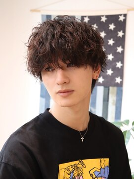 ネイビー(NAVY) 無造作シャドウパーマ メンズマッシュ