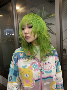 レコ 渋谷(LECO) ネオングリーンのシャギーウルフ