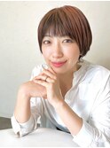 ピンクアンブレラ×ベージュ×ショート