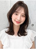 艶感こなれヘアチェリーブラウン美髪シースルーバング愛され