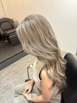 ブレンド 渋谷(BLend) ハイライトカラーくびれヘアアプリコットオレンジ