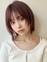 ガーデン 銀座(GARDEN)&nbsp;顔まわりレイヤー/ボブ/ピンクブラウン/切りっぱなし/小顔/銀座