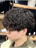 波巻きシャドウパーマラウンドマッシュ
