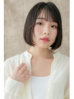 カバーヘア ブリス 川口(COVER HAIR bliss)&nbsp;黒髪アッシュ大人ガーリー切りっぱなしツヤ髪前下がりボブZ川口