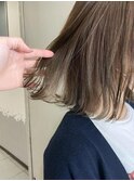 地毛風ストレートで作る外はねボブ ブリーチ無し ベージュカラー