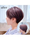 ベリーショートブラウンナチュラル顔回りカット