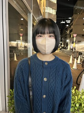カフ(CAF) CAF FUKO ブルーブラック/ミニボブ/黒髪/大阪/心斎橋