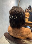 ハーフアップ　結婚式お呼ばれヘアー