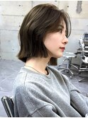 韓国ボブレイヤーカットグレージュブリーチ無し