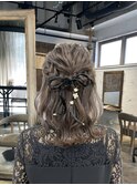 ハーフアップアレンジ　結婚式アレンジ　お呼ばれアレンジ