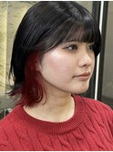 インナーカラーミルクティーベージュレイヤーカット