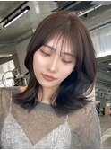 レイヤーミディアムピンクラベンダーモテ髪美髪オフィスヘア