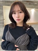 グレージュカラー 透明感カラー くびれミディアム【肥田亜沙美】
