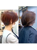 クールショート/ショートパーマ/ボブルフ/ピンクベージュ/柴