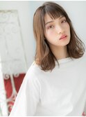 関内/髪質改善/暖色系カラーでオン眉大人ロブヘア♪b