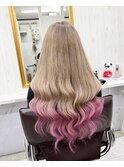 ミルクティー/シールエクステ/ピンクカラー/ケアブリーチ