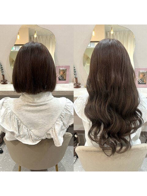 ボブからロングヘアに♪最高級シールエクステ