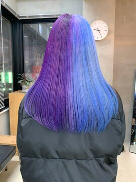 テトヘアー(teto hair) ツートーンカラー、バイカラー、パープル、水色、ペールブルー