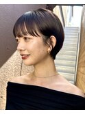 丸みショートハンサムショートマッシュショート黒髪ショート
