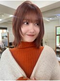 ボブルフボブレイヤーフェイスレイヤー似合わせ小顔オレンジ