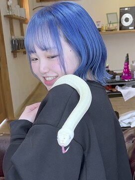 ブレイズヘアー(BLAZEhair) 【白×青】ネイビーブルー×ブリーチ４回