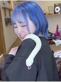 【白×青】ネイビーブルー×ブリーチ4回