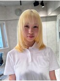 ブリーチ&ダブルカラー/抜きっぱなしブロンド/レイヤーカット