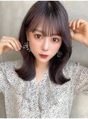 薄め前髪ベージュレイヤーカットハッシュカットサイドバング