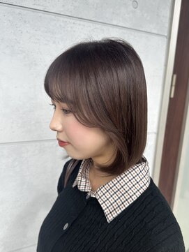顔周りレイヤー_ボブ_チョコレートブラウン
