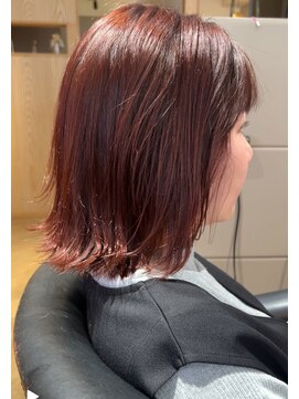 アーカイブ(archive) ブリーチなしのオレンジカラー × 外はねボブ