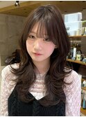 ロングハッシュカット20代30代顔周りレイヤー前髪表参道【平島】