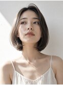 【HEY 松本】韓国風前髪なしボブ×暗め透明感ベージュ