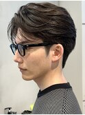 メンズセンターパートウルフセンターパートニュアンスパーマ襟足