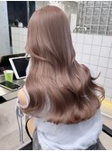 ミルクティーベージュカラーピンクベージュブリーチダブルカラー