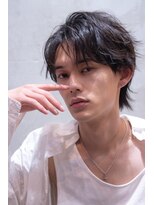 ハバナ 渋谷(HAVANA)&nbsp;メンズ波巻きセンターパート韓国風黒髪ツーブロックマッシュ