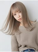 小顔外ハネミディアムアッシュ20代30代40代くびれミディ韓国ヘア