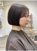 ミニウルフチェリーブラウン髪型 ショートショートボブ