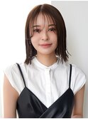 ストレートミディアム×シースルーバング