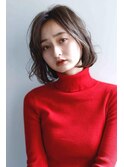 ナチュラルボブくびれヘアアプリコットオレンジ20代30代40代50代