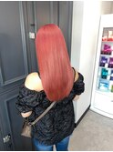 ハイトーンロングサーモンピンク艶髪ロング