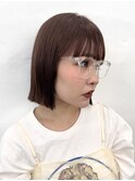 ボブ/オレンジブラウン/外はねボブ
