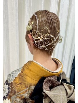 キセイ イオン多賀城店(KISEI) ショートボブアレンジヘア。着物ヘア。