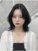 20代30代40代黒髪/ボブウルフ/ネビージュ/小顔/韓国風ワンレン