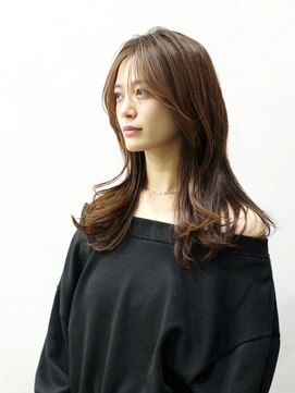 アース コアフュールボーテ 松本庄内店(EARTH coiffure beaute) ナチュラルベージュ_ヨシンモリ_顔周りレイヤー_レイヤーカット