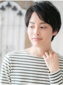アッシュブラック社会人斜めバングメンズカットc新所沢