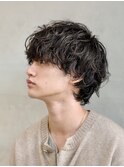 渋谷メンズサロンソフトウルフマッシュシャドウパーマ無造作ヘア