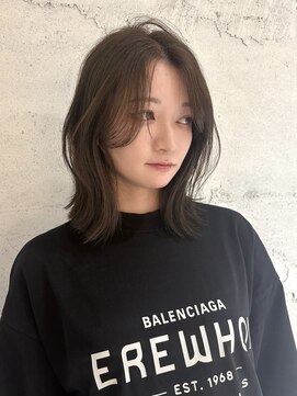 ヨーク(YOKE) 【YOKE】オリーブベージュレイヤーボブブリーチなしくびれヘア
