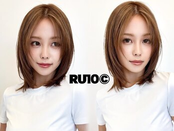 RU10C ブリーチなしダブルカラー/白髪ぼかしハイライト/酸性ストレート