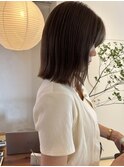 切りっぱなしボブ/ブリーチなし/透明感カラー